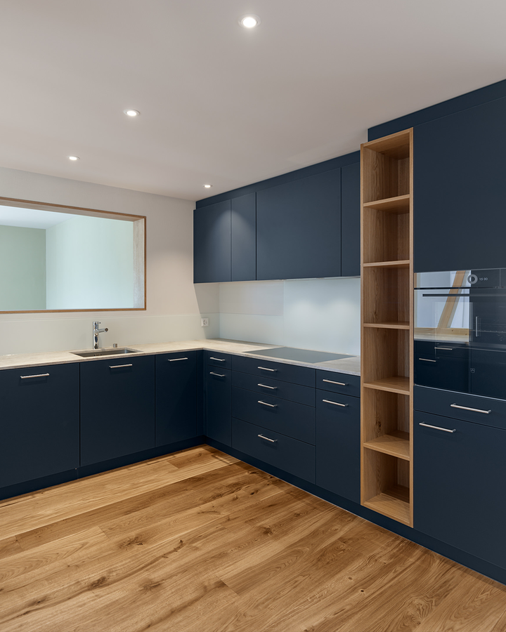 Die neue Küche in blau